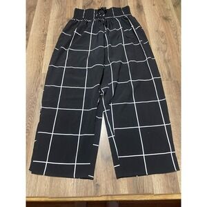 LISHLY Pants, Women's Size 2XL, Black White, Wide Leg, Drawstring